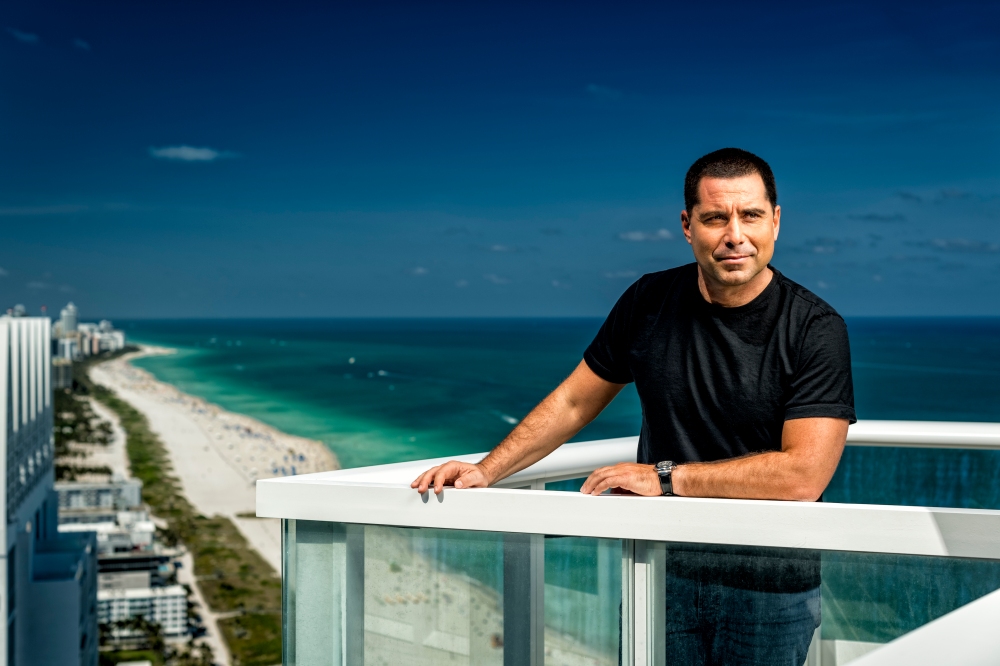 riccardo silva on the terrace of his penthouse in miami